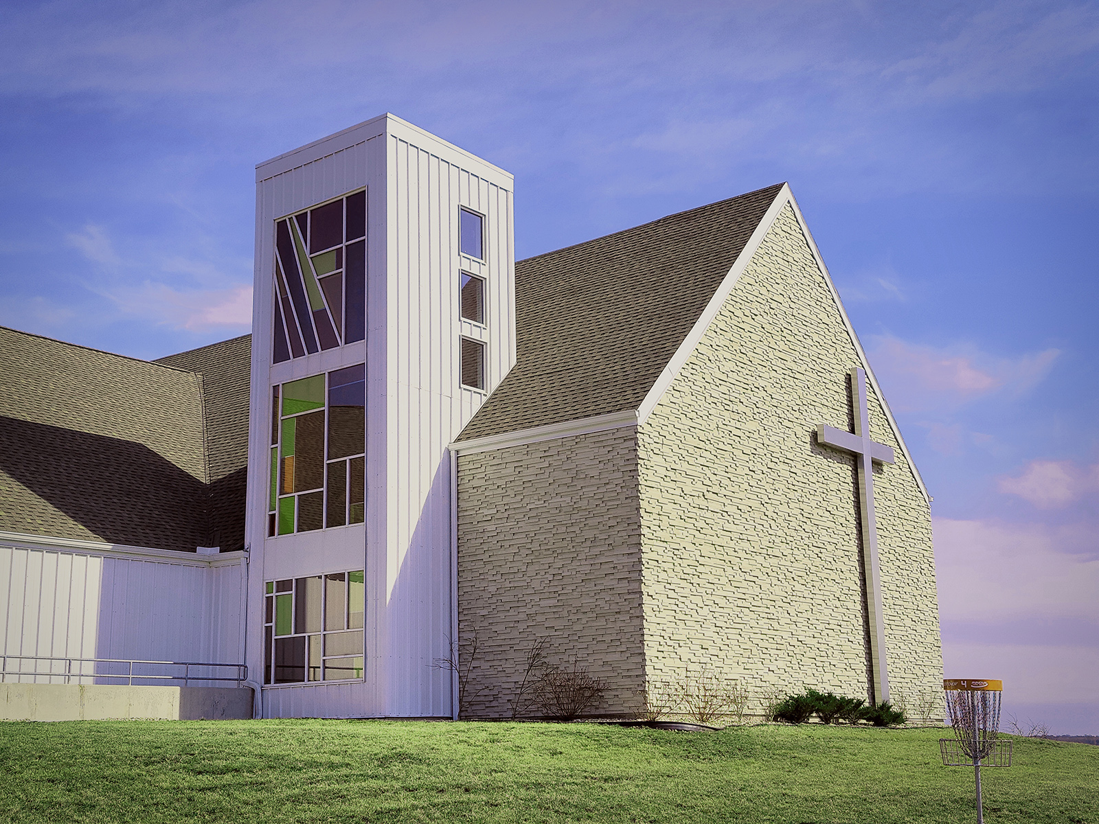 Cathedral Glass Exterior at Door Creek Church