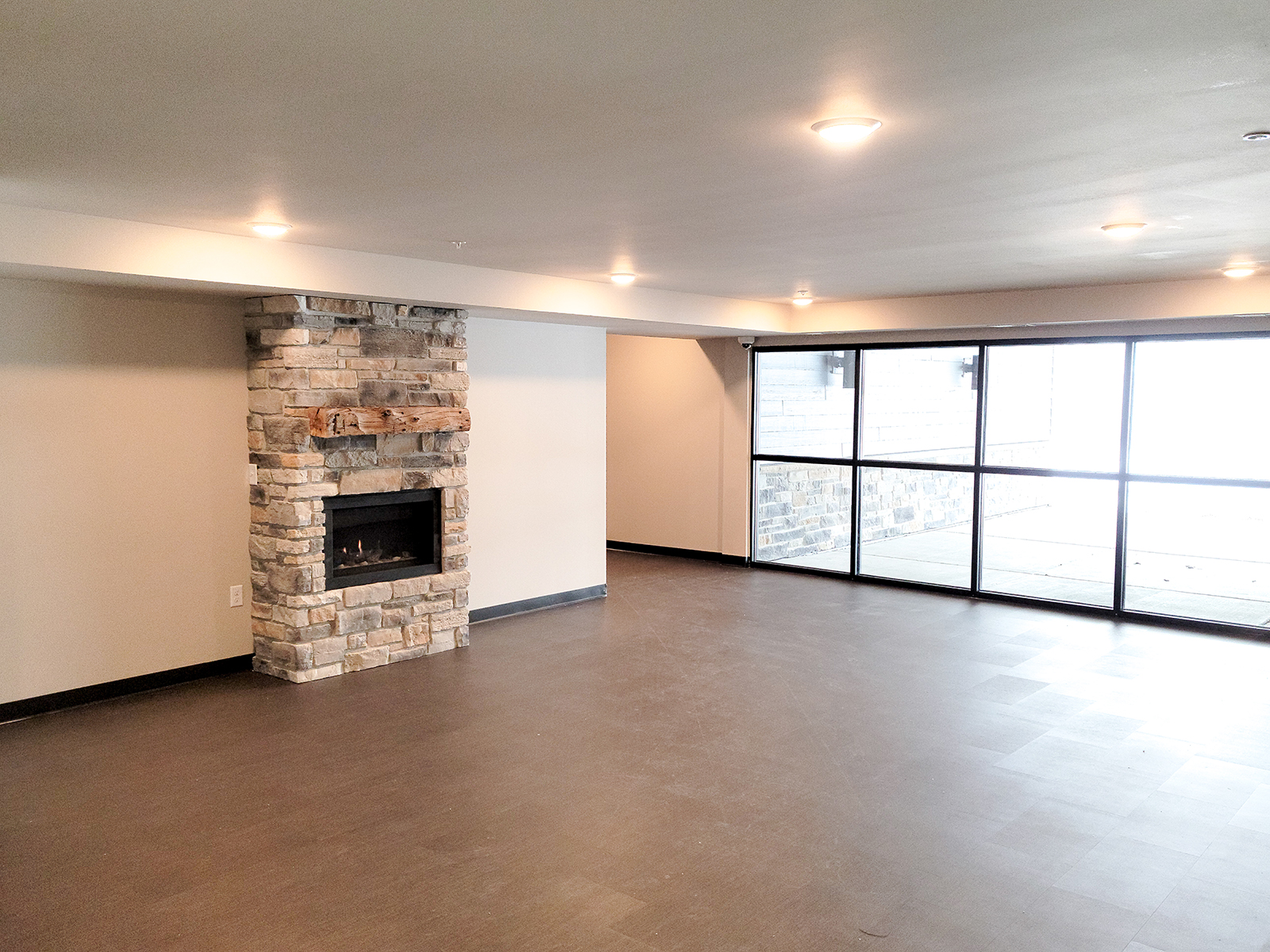 Common Area Fireplace at Prairie Haus Apartments