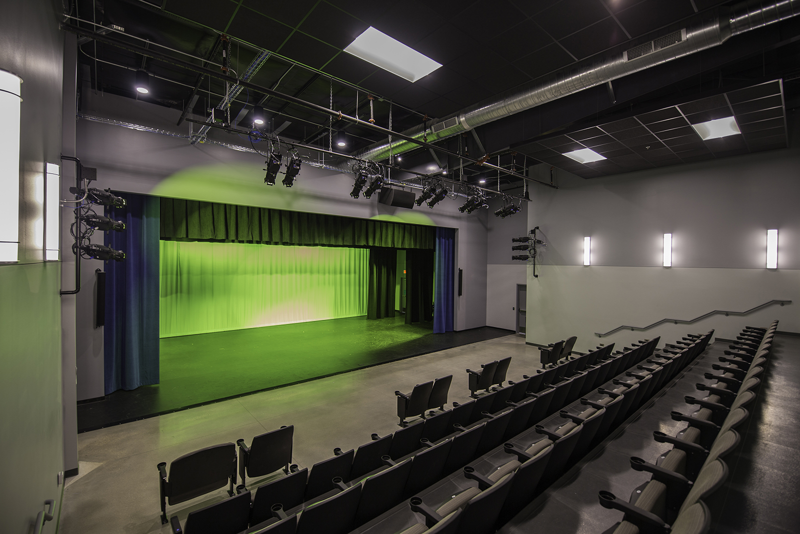 Green Lit Stage at Verona Area Community Theater