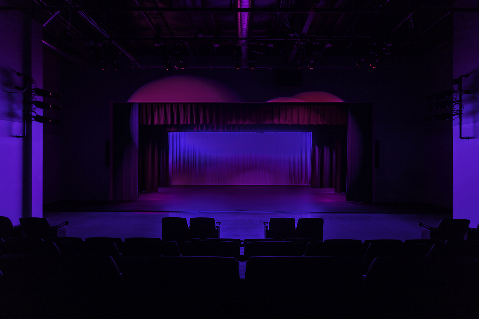 Purple Lit Stage at Verona Area Community Theater