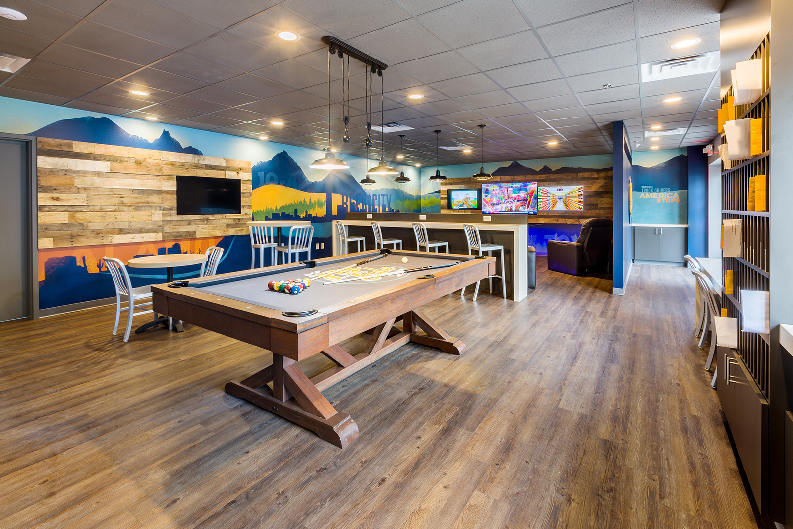 Lounge Area with Pool Table Alternate View at BCP Transportation