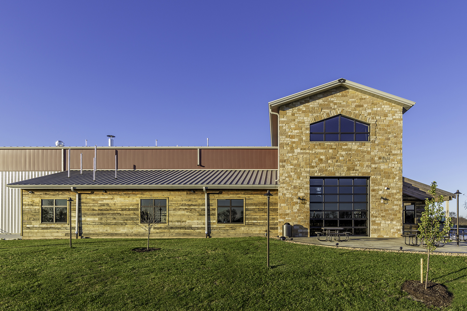 Masonry and Wood Exterior at Dancing Goat Distillery