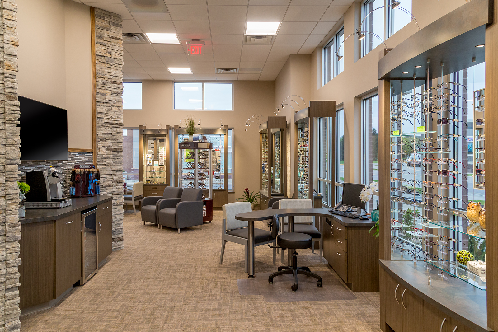 Lounge and Display Case at Isthmus Eye Care